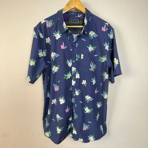 William Murray Golf Men's Navy Floral Short Sleeve Button Up Shirt XLarge